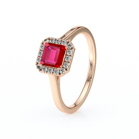 Bague entourage rubis diamant Promets Moi - 11