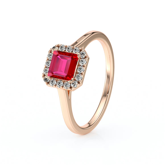 Bague entourage rubis diamant Promets Moi - 11