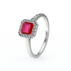 Bague entourage rubis diamant Promets Moi - 11