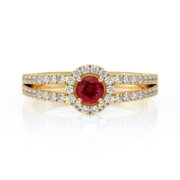Bague entourage rubis et diamant Promets Moi - 9