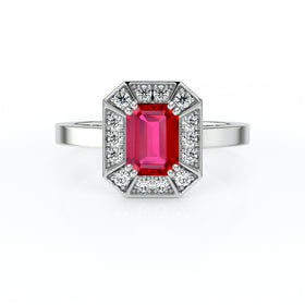 Bague entourage rubis et diamant Coup de Foudre - 11