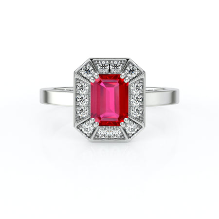 Bague entourage rubis et diamant Coup de Foudre - 11