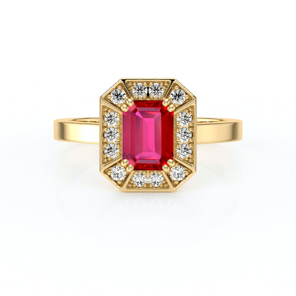 Bague entourage rubis et diamant Coup de Foudre - 11