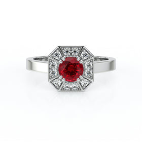 Bague entourage rubis et diamant Coup de Foudre - 12