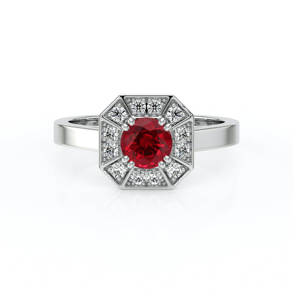 Bague entourage rubis et diamant Coup de Foudre - 12