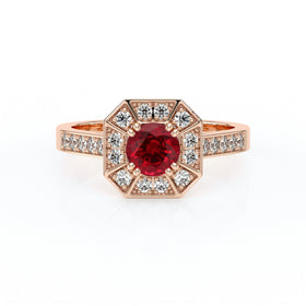 Bague entourage rubis et diamant Coup de Foudre - 13