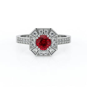 Bague entourage rubis et diamant Coup de Foudre - 13