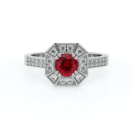 Bague entourage rubis et diamant Coup de Foudre - 13
