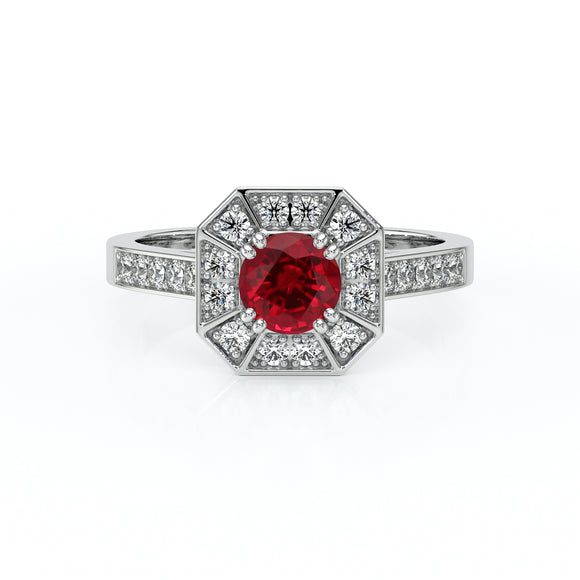 Bague entourage rubis et diamant Coup de Foudre - 13