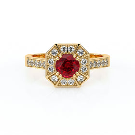 Bague entourage rubis et diamant Coup de Foudre - 13
