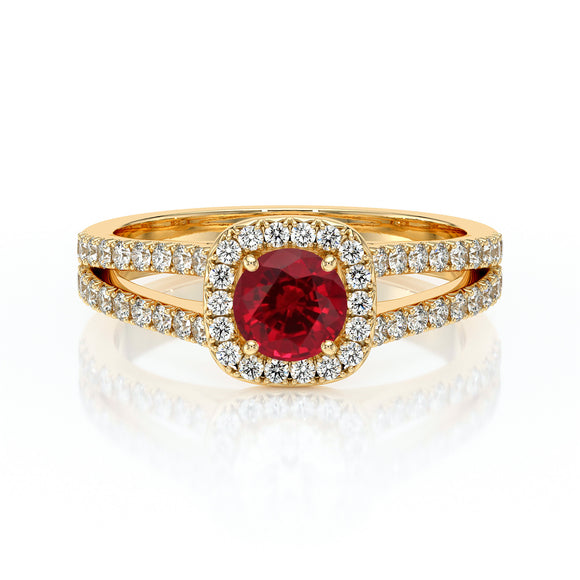Bague entourage rubis et diamant Coup de Foudre - 2