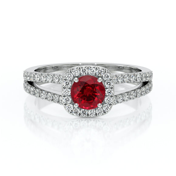 Bague entourage rubis et diamant Coup de Foudre - 2