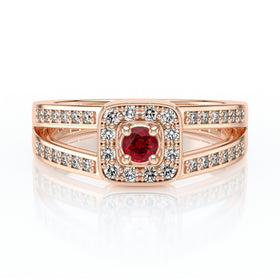 Bague entourage rubis et diamant Coup de Foudre - 3