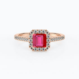Bague entourage rubis et diamant Promets Moi - 1
