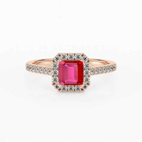 Bague entourage rubis et diamant Promets Moi - 1