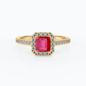 Bague entourage rubis et diamant Promets Moi - 1