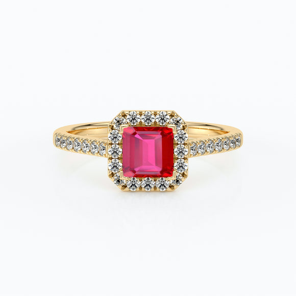 Bague entourage rubis et diamant Promets Moi - 1