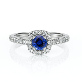 Bague entourage saphir et diamant Coup de Foudre - 1