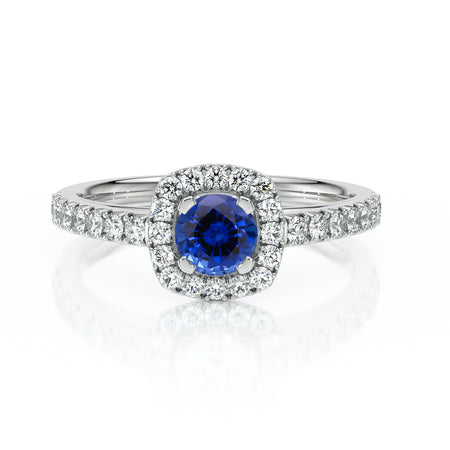 Bague entourage saphir et diamant Coup de Foudre - 1