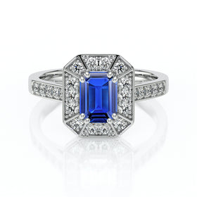 Bague entourage saphir et diamant Coup de Foudre - 6