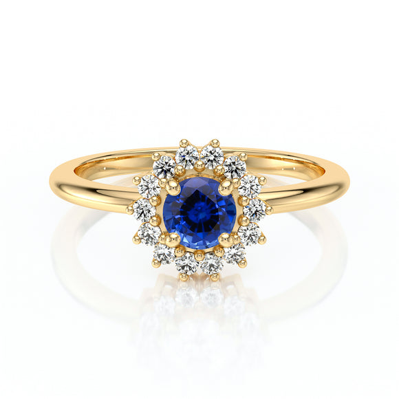 Bague entourage saphir et diamant Coup de Foudre - 4