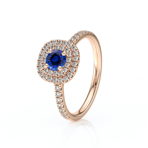 Bague entourage saphir diamant Coup de Foudre - 7