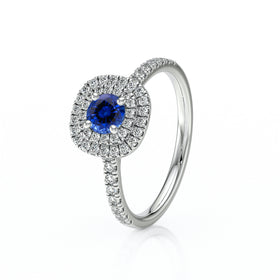 Bague entourage saphir diamant Coup de Foudre - 7