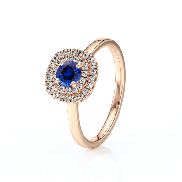 Bague entourage saphir diamant Coup de Foudre - 8