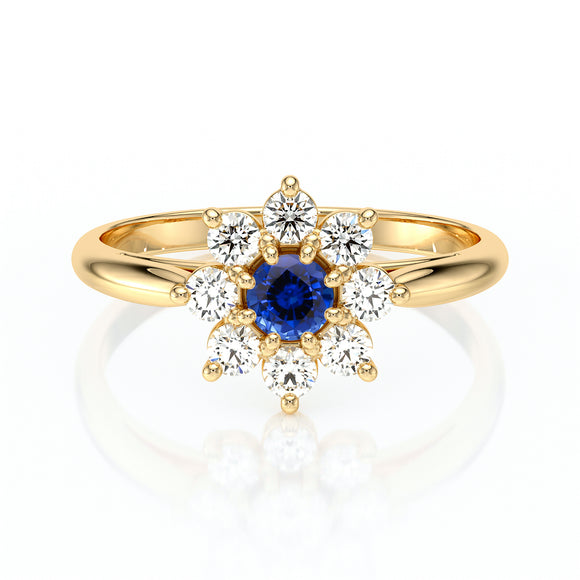 Bague entourage saphir et diamant Marguerite - 1