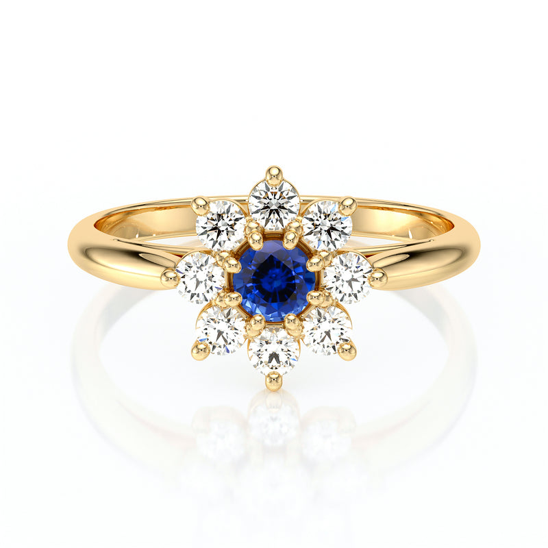 Bague entourage saphir et diamant Marguerite - 1