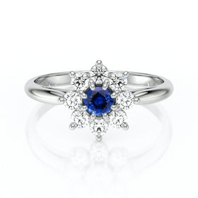 Bague entourage saphir et diamant Marguerite - 1