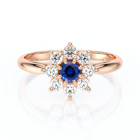 Bague entourage saphir et diamant Marguerite - 1