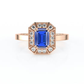 Bague entourage saphir et diamant Coup de Foudre - 11