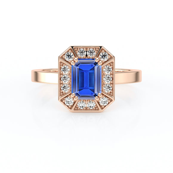Bague entourage saphir et diamant Coup de Foudre - 11