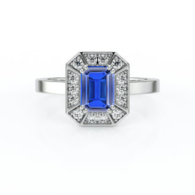 Bague entourage saphir et diamant Coup de Foudre - 11
