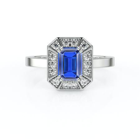 Bague entourage saphir et diamant Coup de Foudre - 11