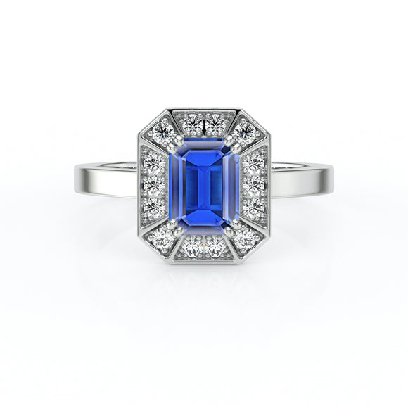 Bague entourage saphir et diamant Coup de Foudre - 11