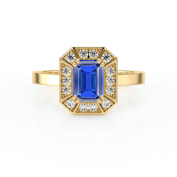 Bague entourage saphir et diamant Coup de Foudre - 11