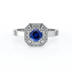 Bague entourage saphir et diamant Coup de Foudre - 12