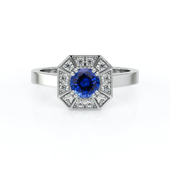 Bague entourage saphir et diamant Coup de Foudre - 12