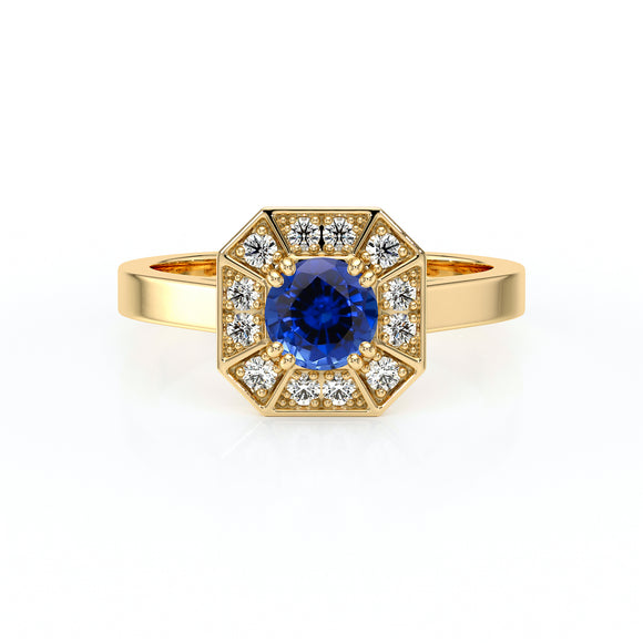 Bague entourage saphir et diamant Coup de Foudre - 12