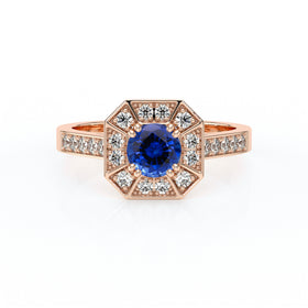 Bague entourage saphir et diamant Coup de Foudre - 13