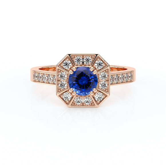 Bague entourage saphir et diamant Coup de Foudre - 13