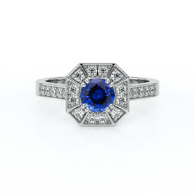 Bague entourage saphir et diamant Coup de Foudre - 13