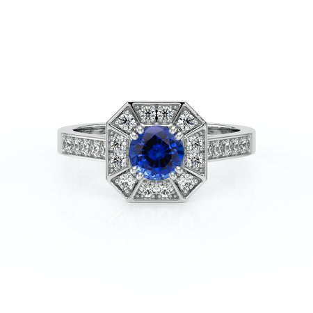 Bague entourage saphir et diamant Coup de Foudre - 13