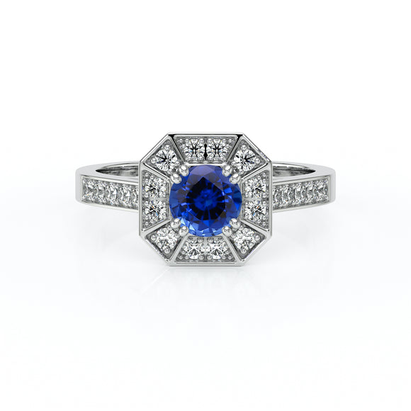 Bague entourage saphir et diamant Coup de Foudre - 13