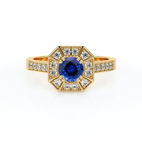 Bague entourage saphir et diamant Coup de Foudre - 13