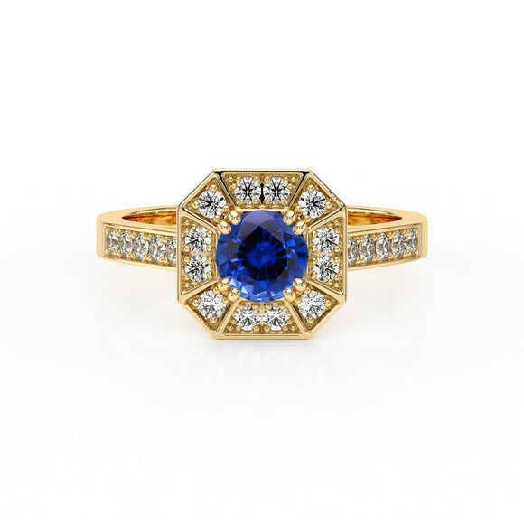 Bague entourage saphir et diamant Coup de Foudre - 13