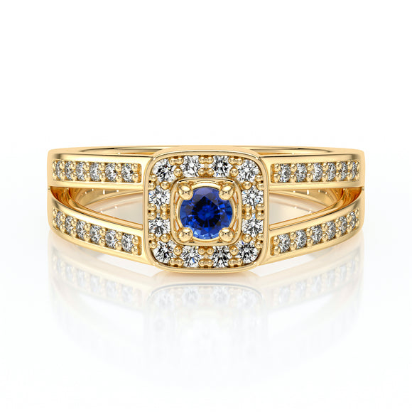 Bague entourage saphir et diamant Coup de Foudre - 3