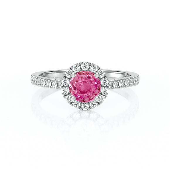Bague entourage saphir rose diamant Coup de Foudre - 10